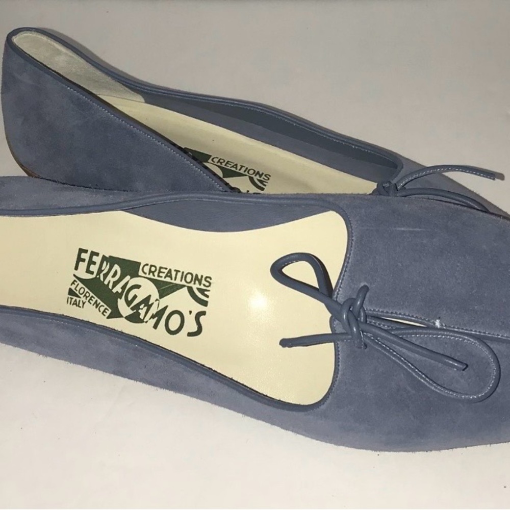 Salvatore Ferragamo Blue Suede Limited Shoes Sz EU40 US 9/9.5/10 - Picture 3 of 9